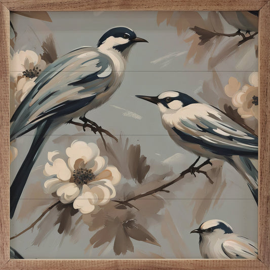 Two Birds On Floral Branch