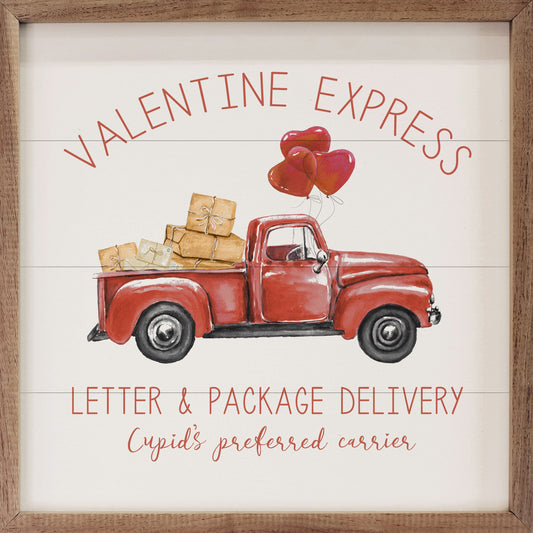 Valentine Express Red Truck White