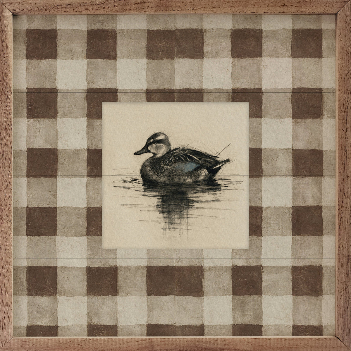Vintage Blue Winged Teal Duck Check Print