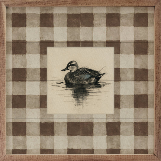Vintage Blue Winged Teal Duck Check Print