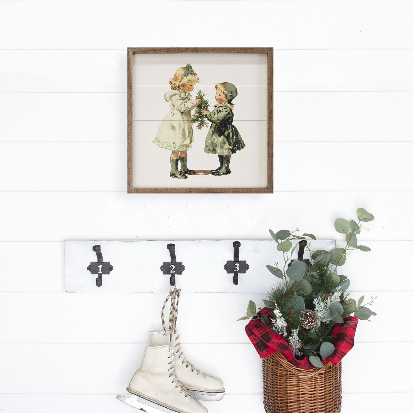 Vintage Girls Christmas With Small Tree