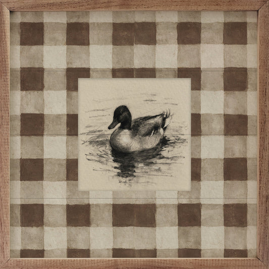 Vintage Mallard Duck Check Print