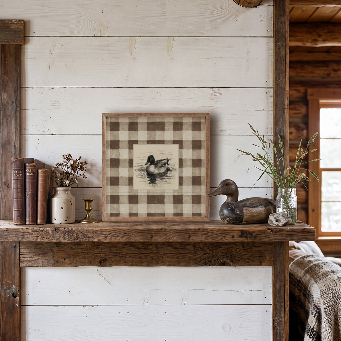 Vintage Mallard Duck Check Print