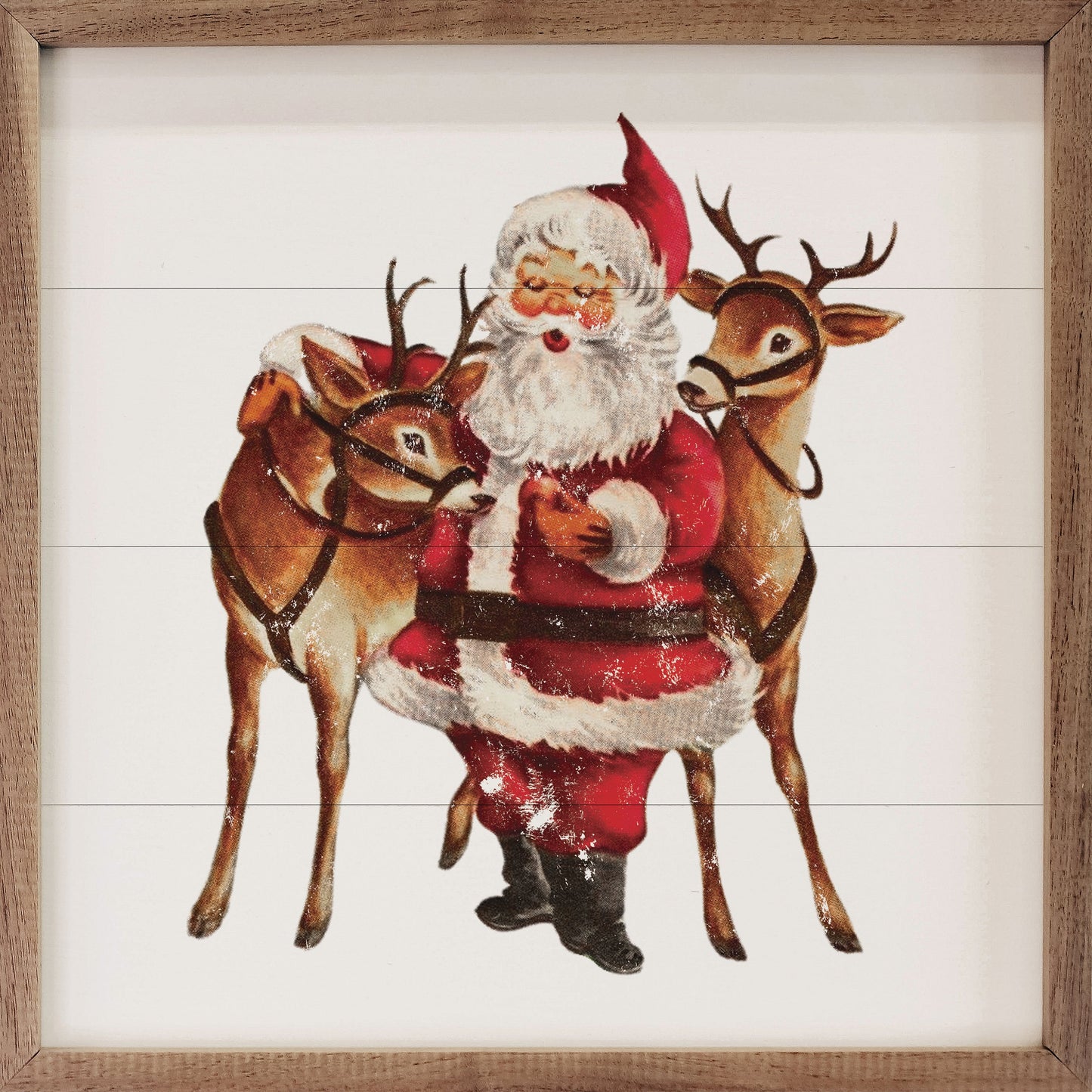 Vintage Two Deer With Santa