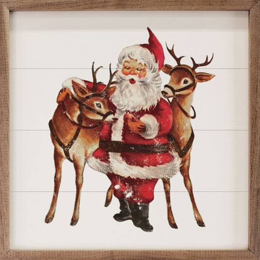 Vintage Two Deer With Santa