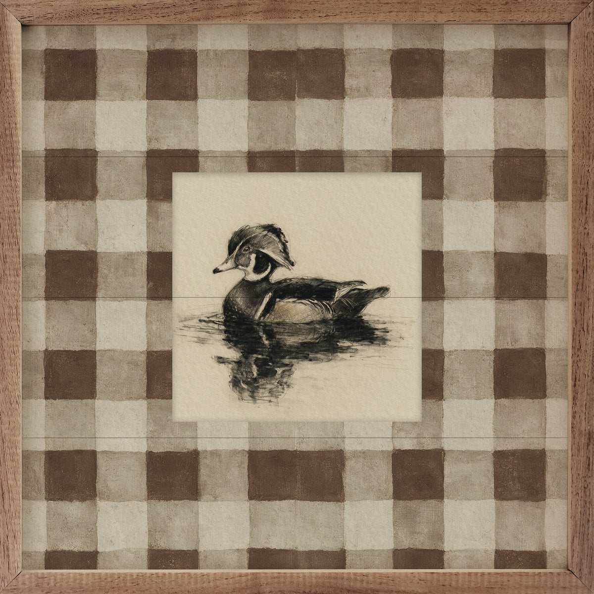 Vintage Wood Duck Check Print