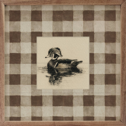 Vintage Wood Duck Check Print