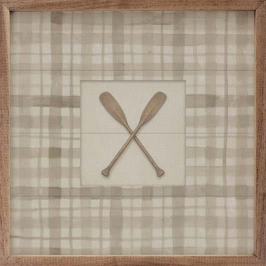 Vintage Wooden Oars Check Print