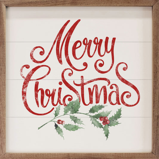 Watercolor Merry Christmas Holly