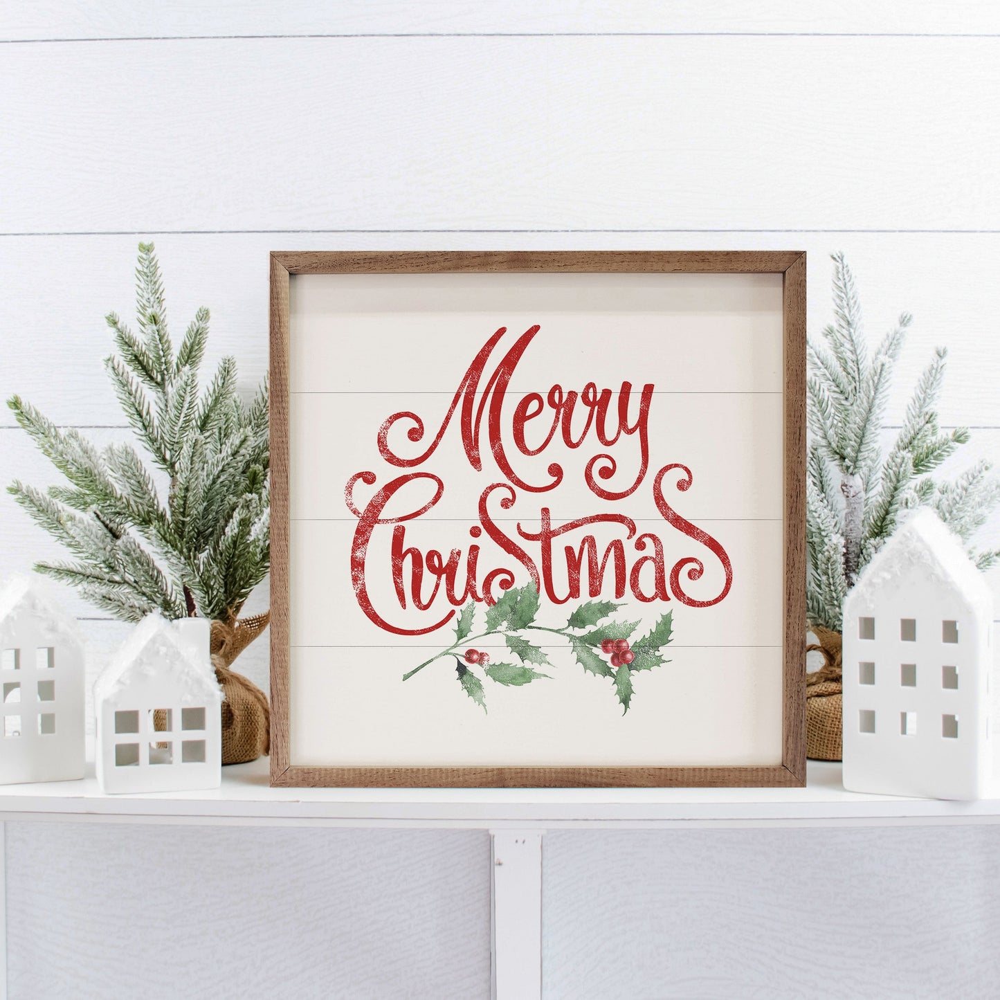 Watercolor Merry Christmas Holly
