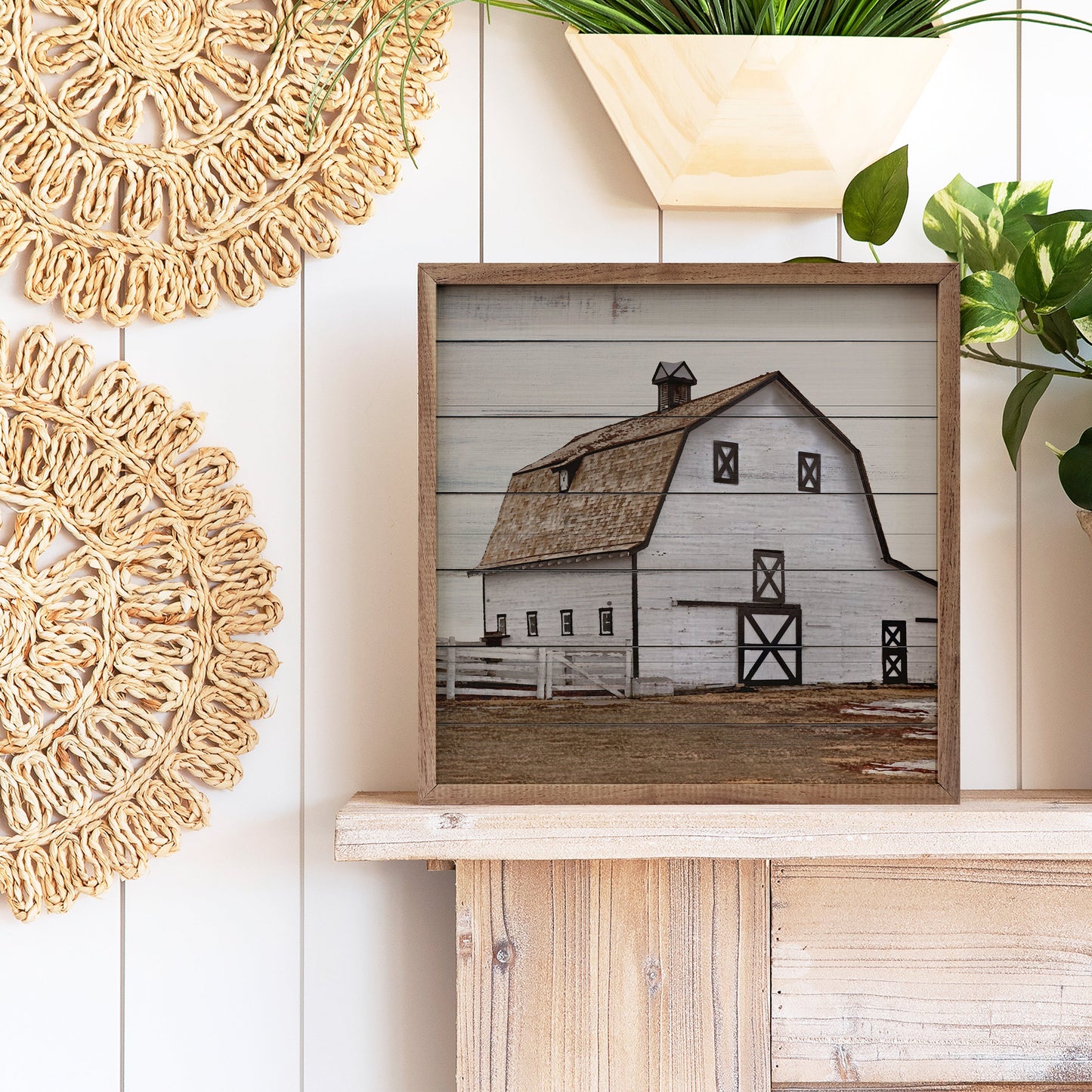 White Barn And Fence