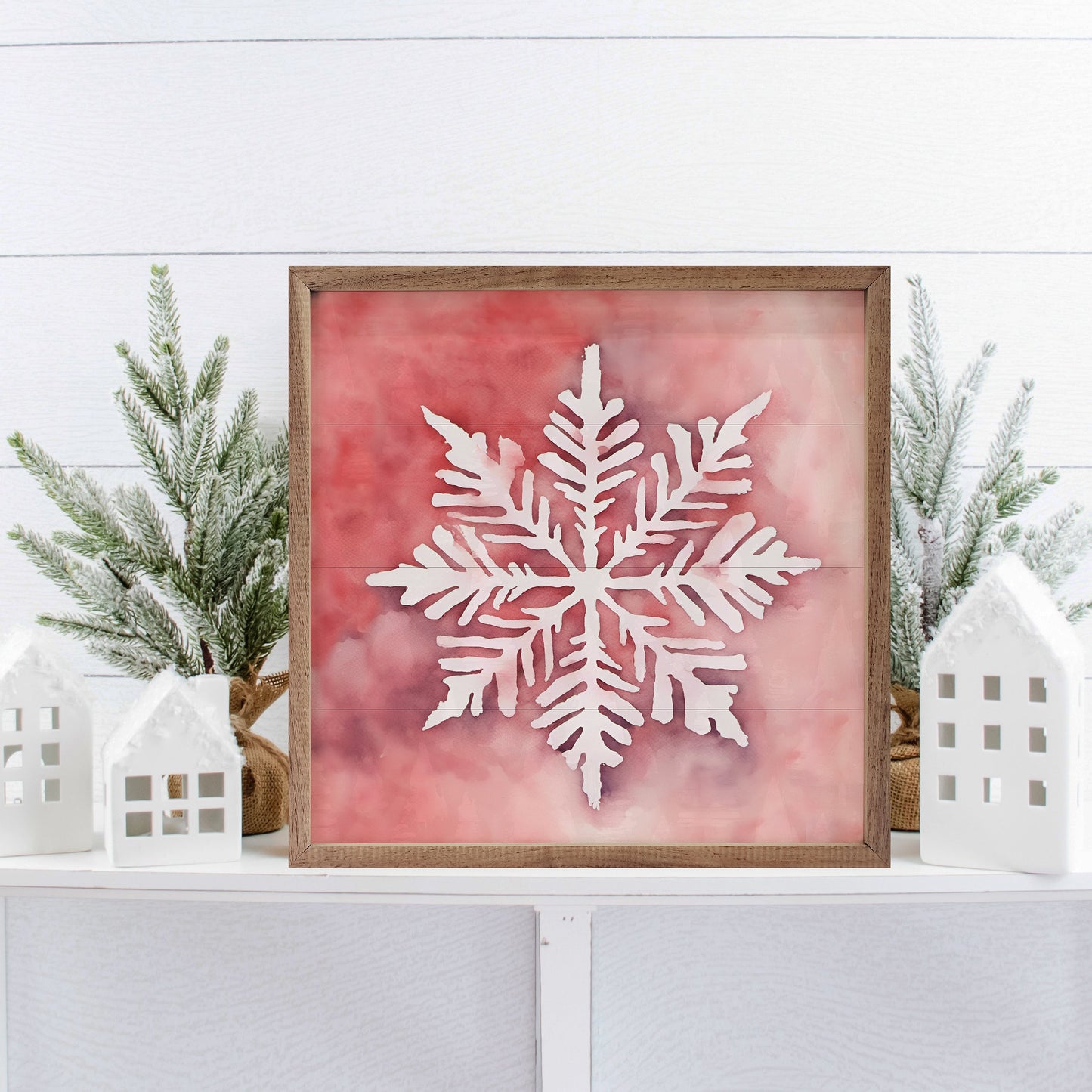 White Eight Point Snowflake Pink