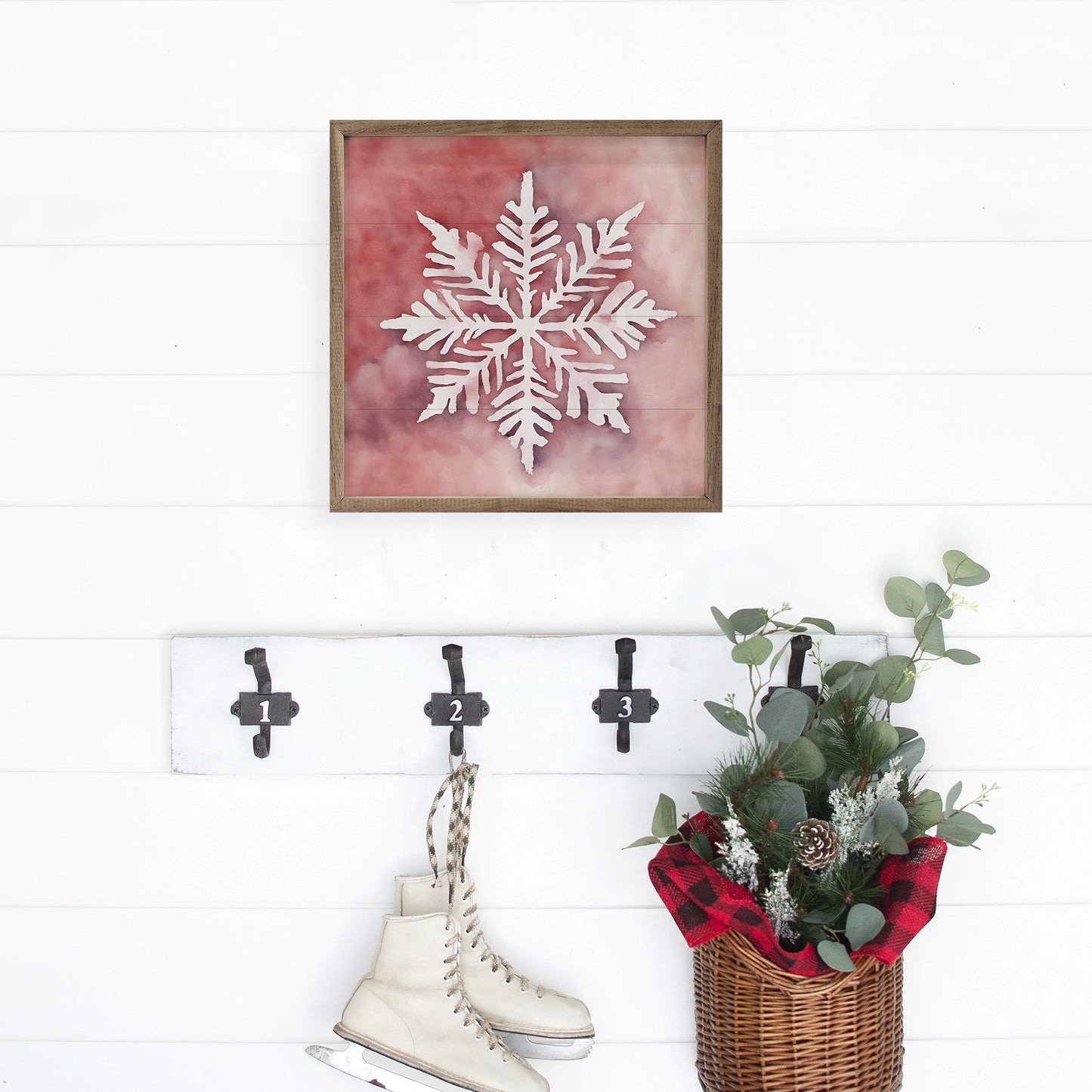 White Eight Point Snowflake Pink
