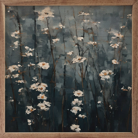 White Flowers In Dark Field