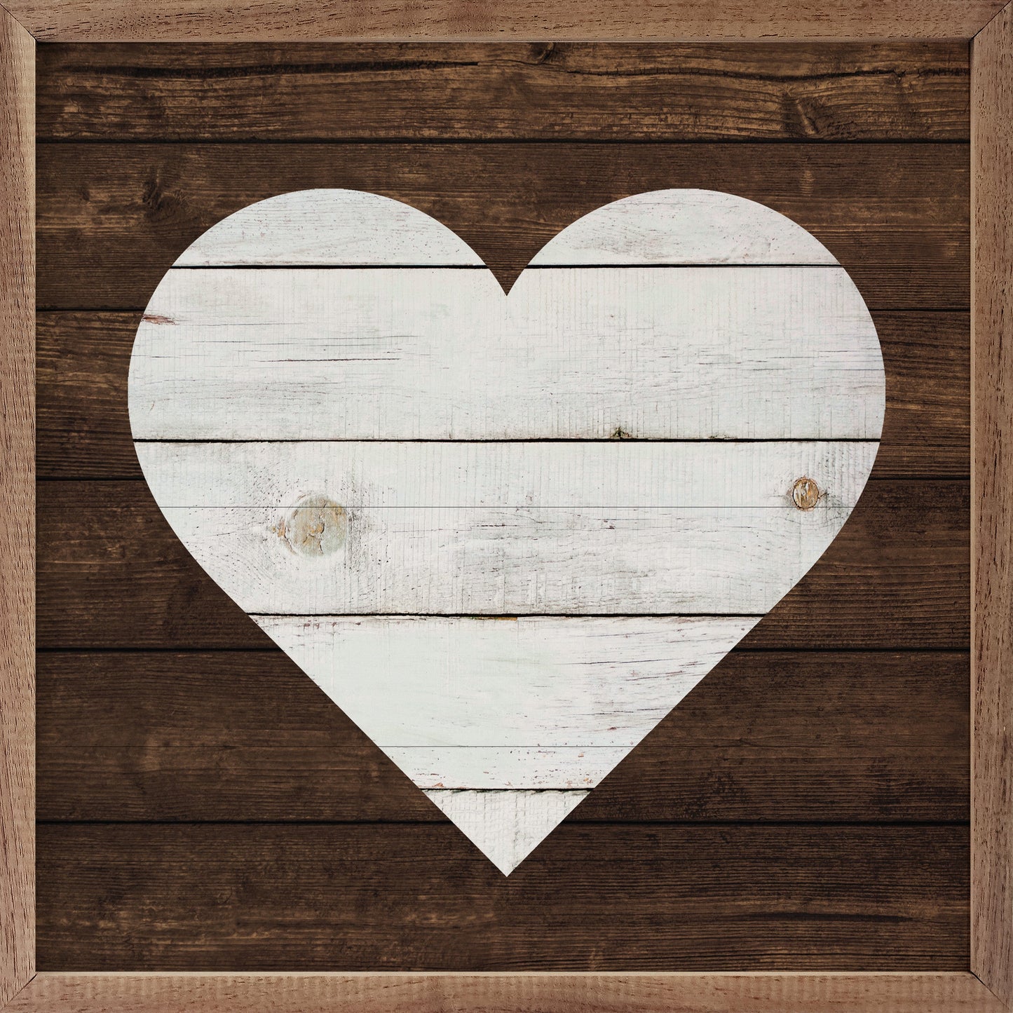 White Heart On Brown