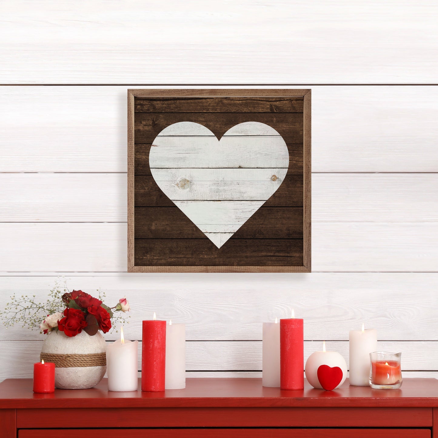White Heart On Brown
