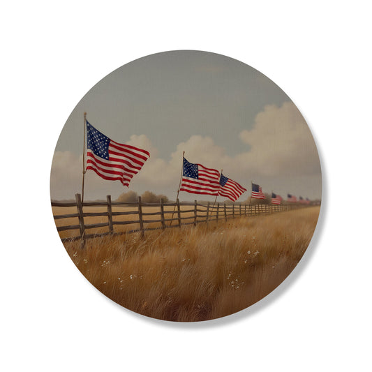 Flags On Fence Line Circle