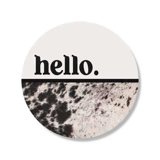 Hello Cowhide White Circle