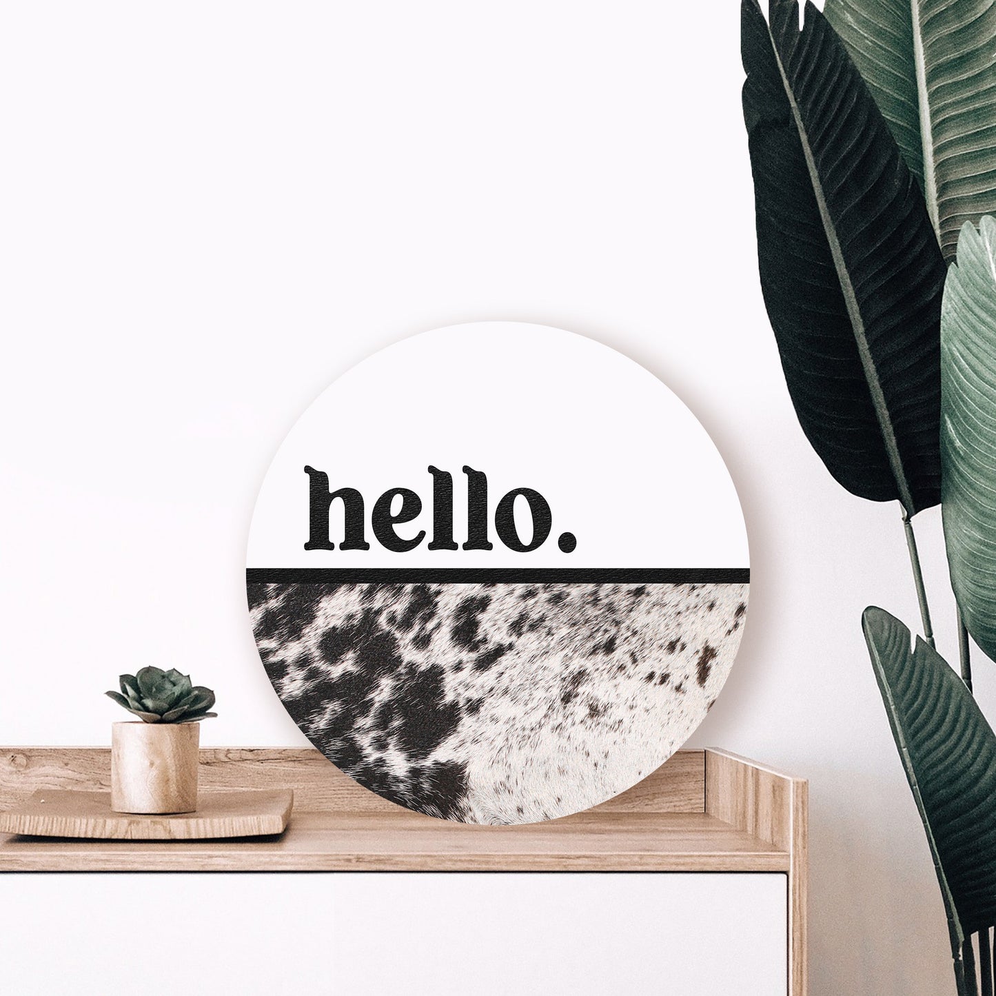 Hello Cowhide White Circle