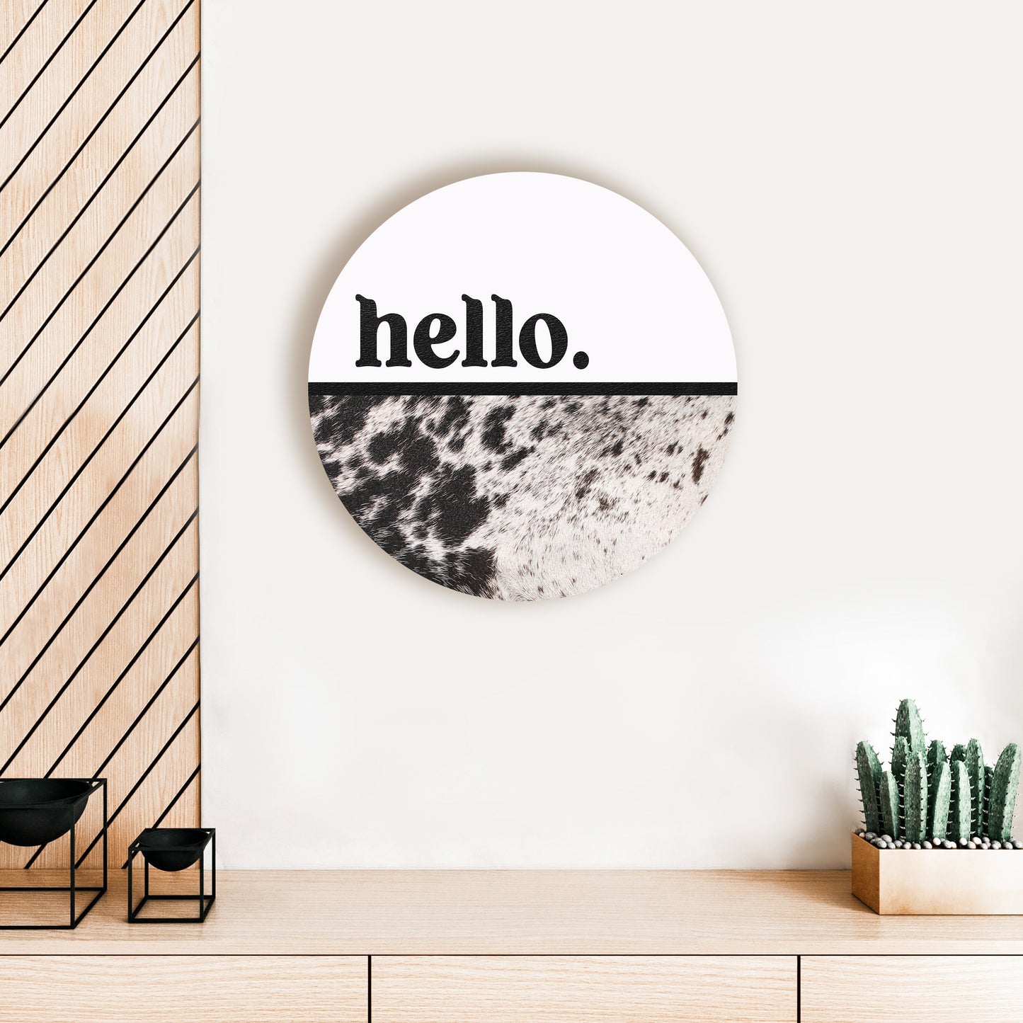 Hello Cowhide White Circle