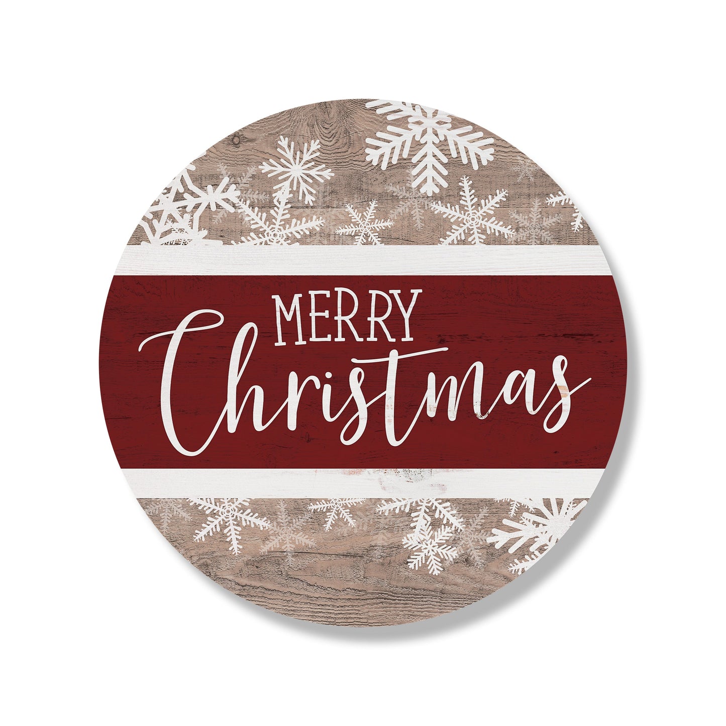 Merry Christmas Snowflakes Stripe Circle