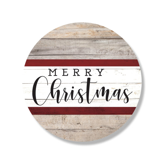 Merry Christmas Stripe Whitewash Circle