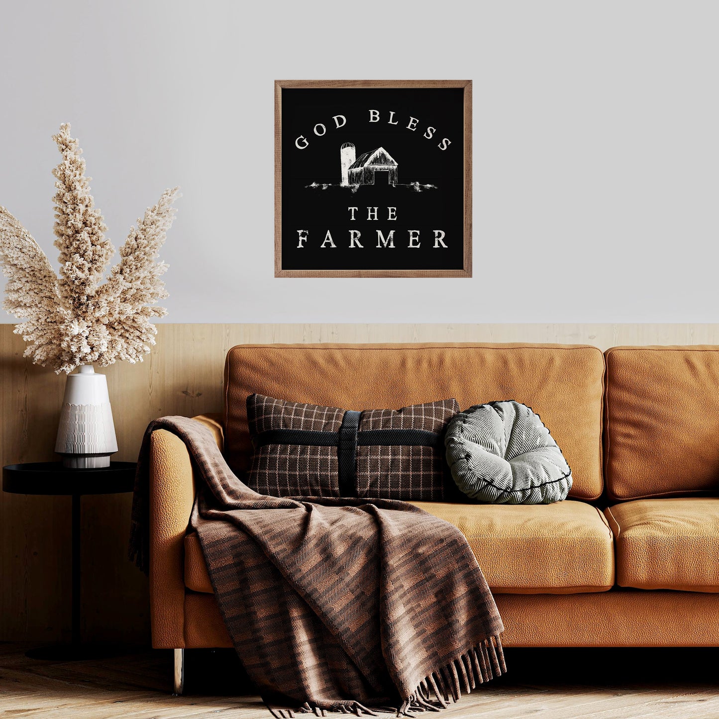God Bless The Farmer  Barn Black