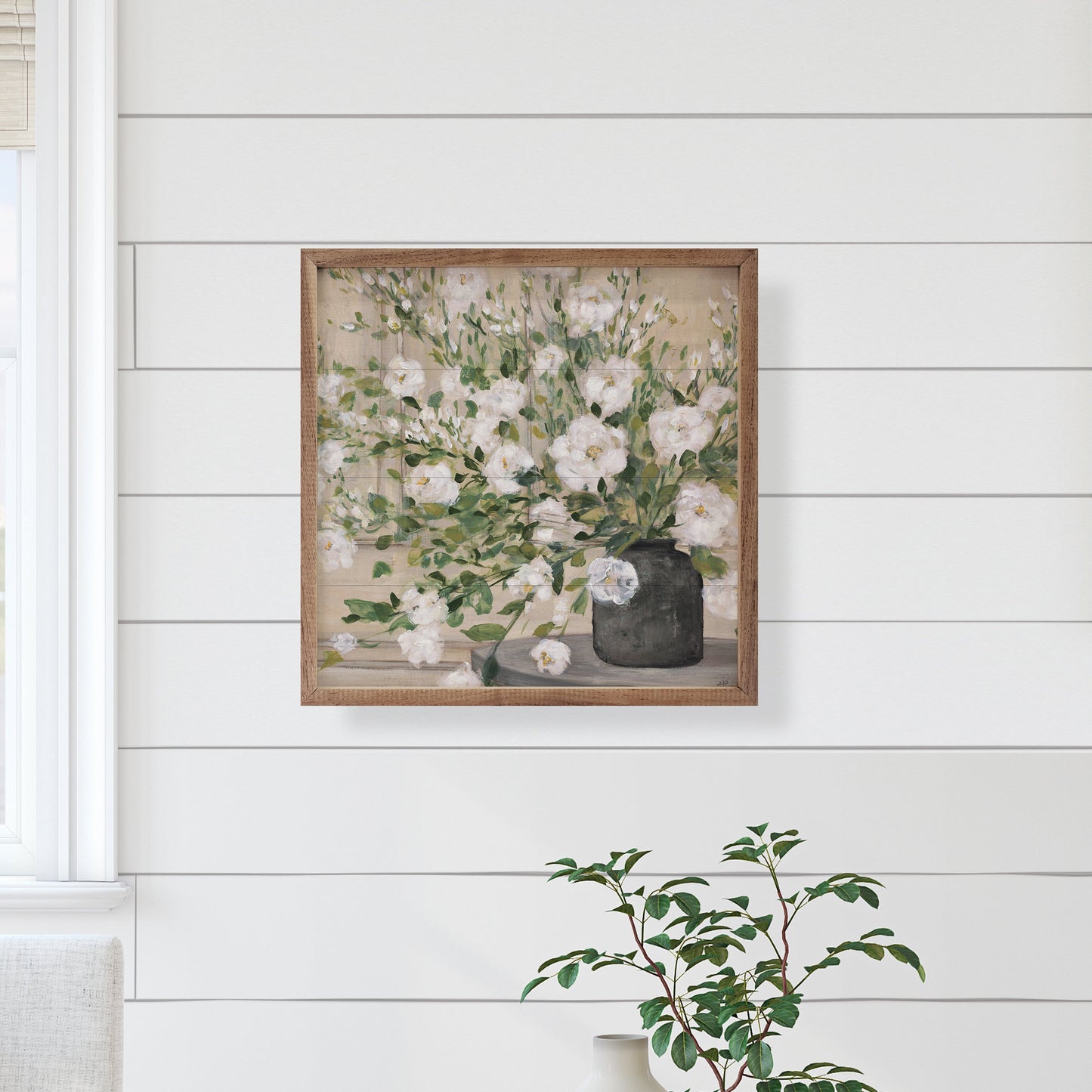 White Bouquet Gray Vase By Julia Purinton