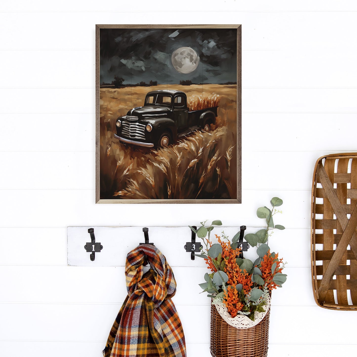 Black Truck In Hayfield