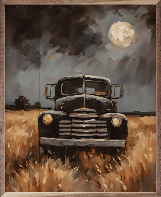 Black Truck Under Moonlight