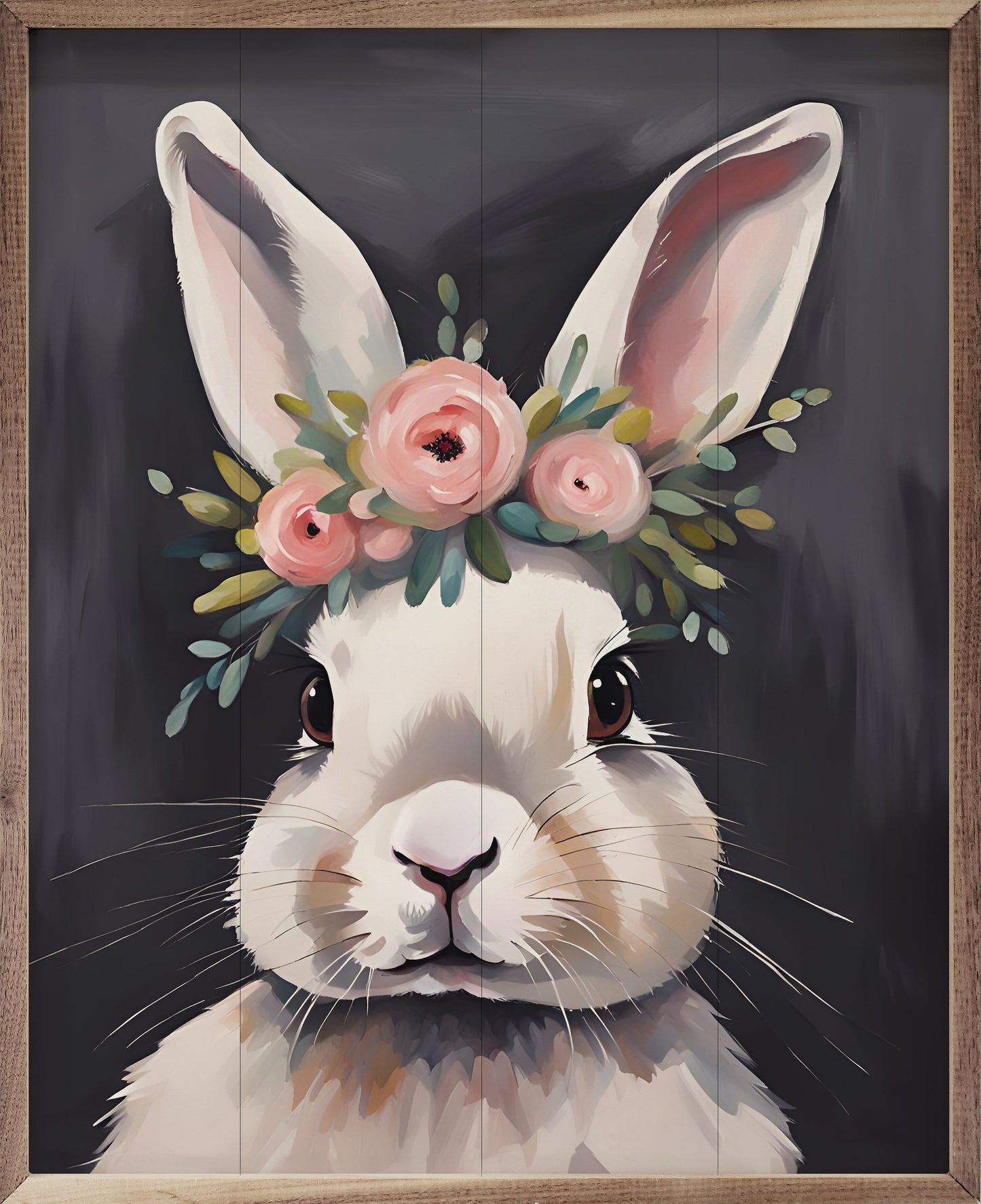 Bunny With Flower Crown Black