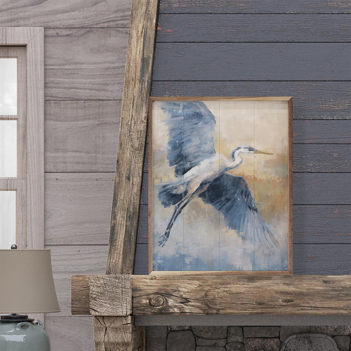 Coastal Heron 3 Flying By Nina Blue