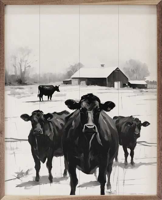 Cows In Pasture By Barn