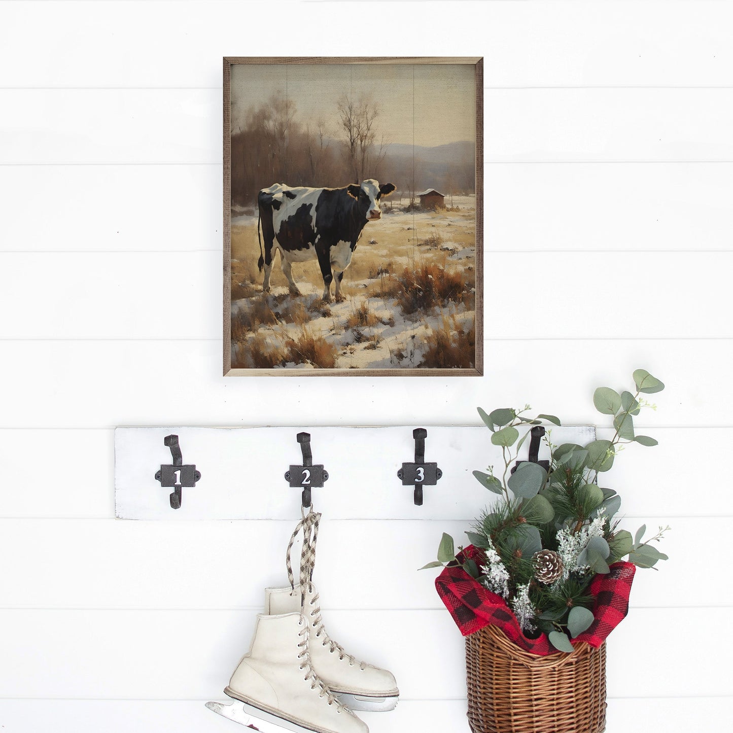 Dairy Cow In Snowy Field