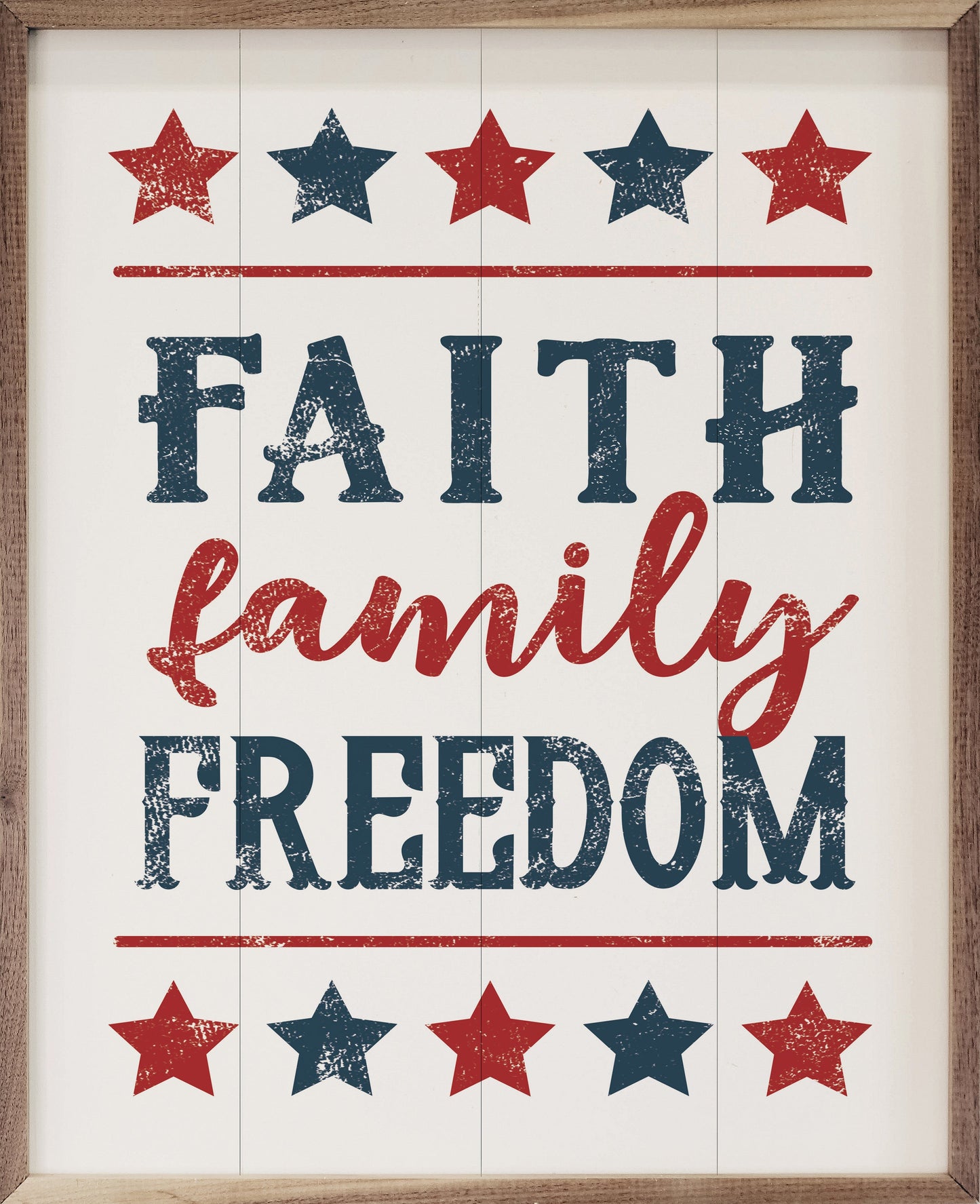 Faith Family Freedom Stars White