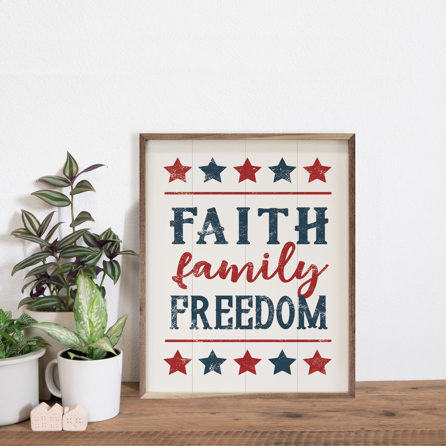 Faith Family Freedom Stars White