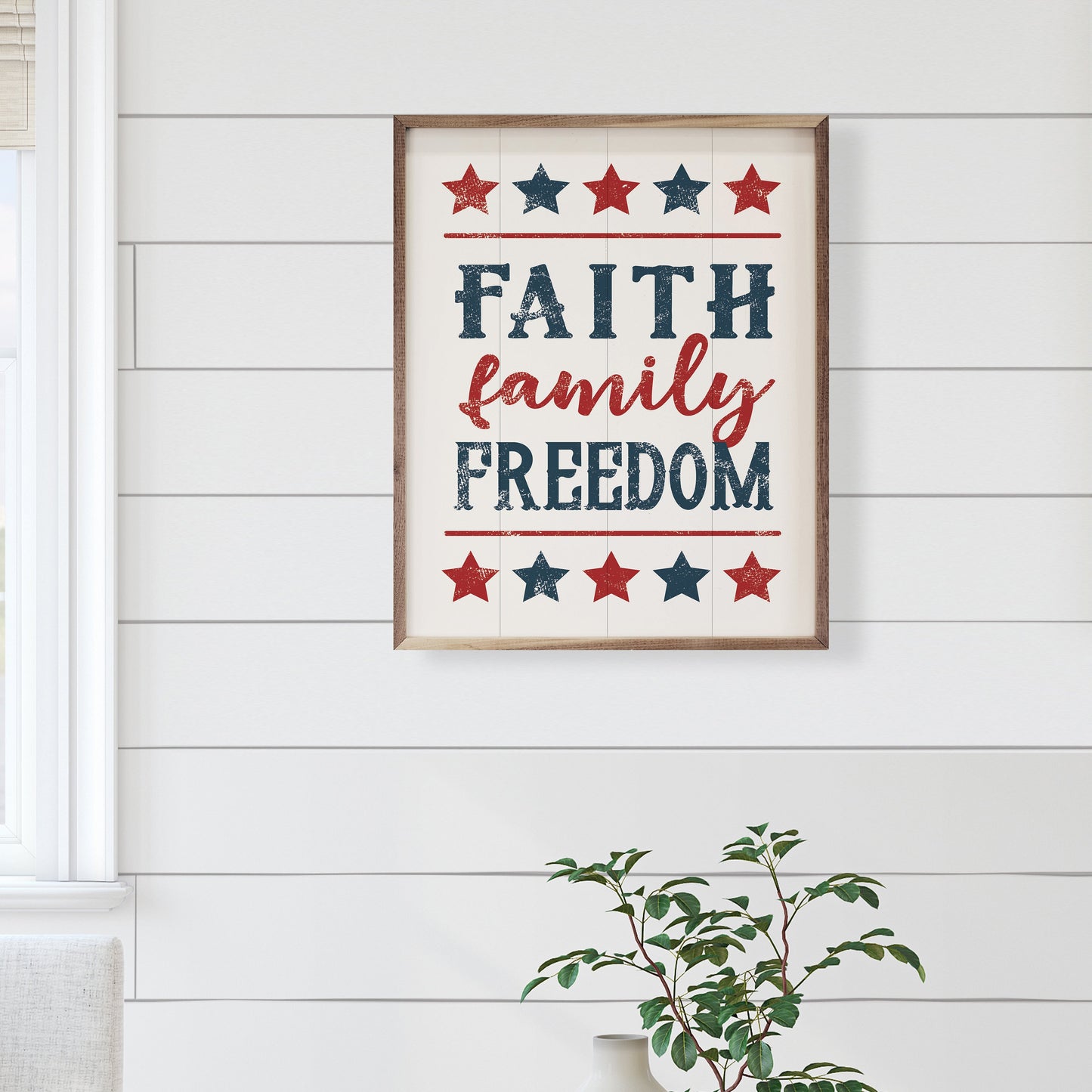 Faith Family Freedom Stars White
