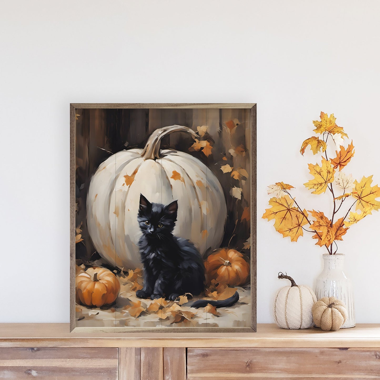 Kitten With White Pumpkin