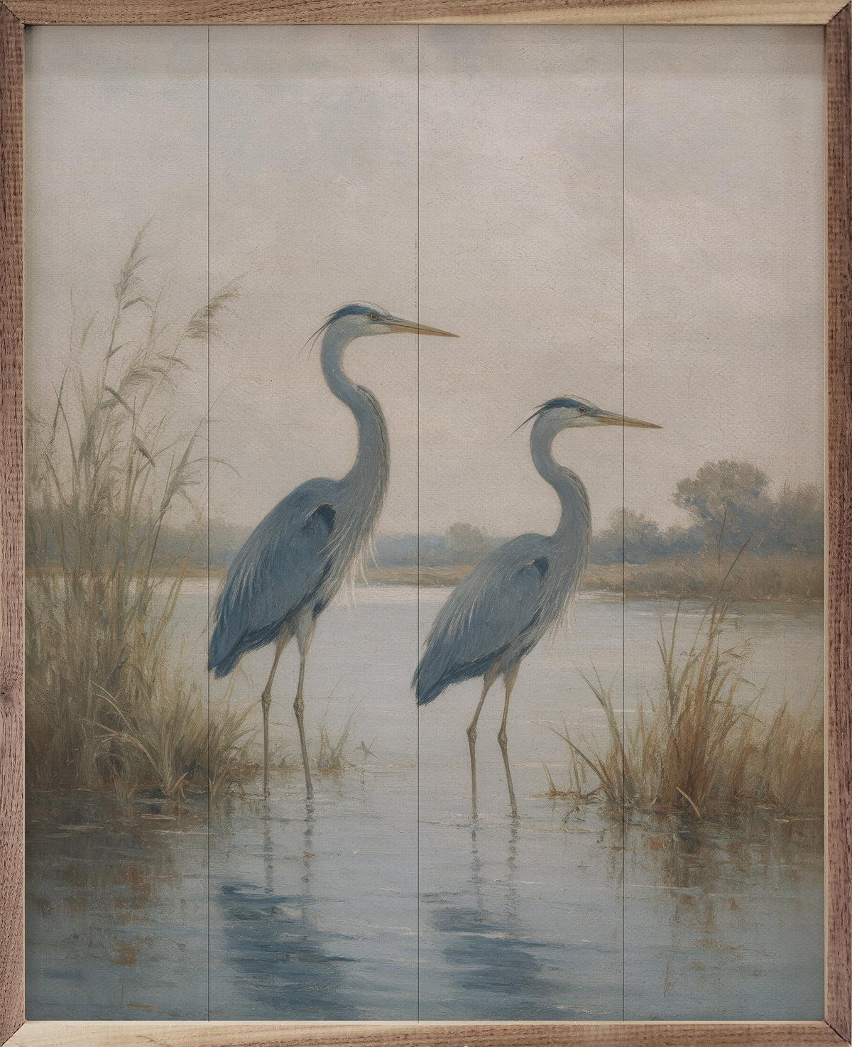 Pair Of Great Blue Herons By The Water
