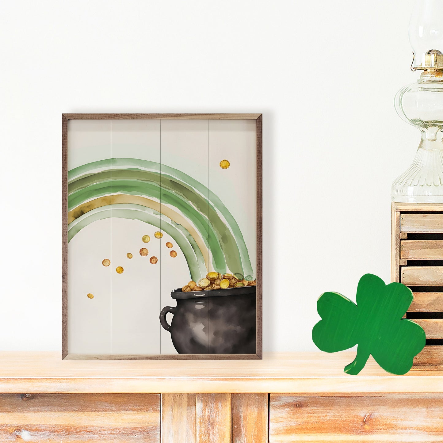 Rainbow And Pot O Gold White