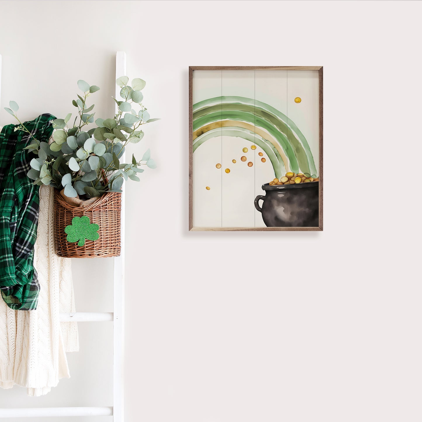 Rainbow And Pot O Gold White