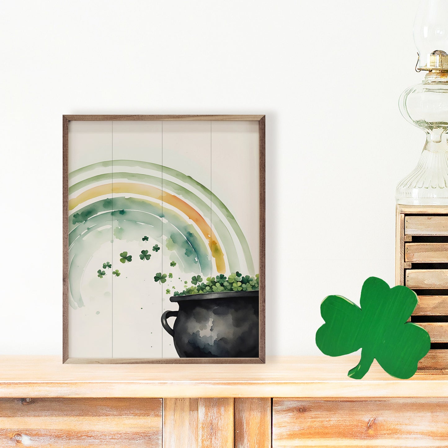 Rainbow And Pot O Shamrocks White