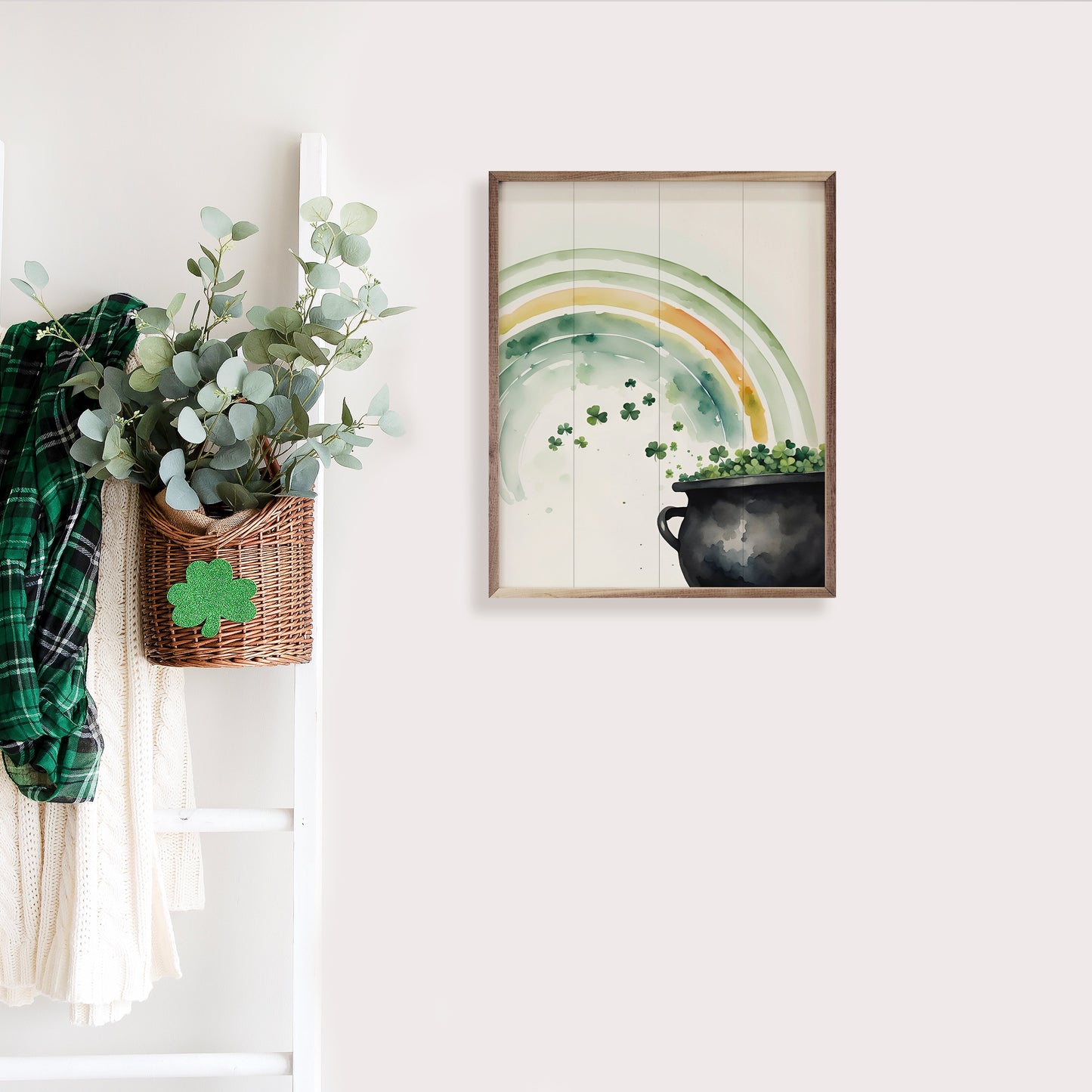 Rainbow And Pot O Shamrocks White