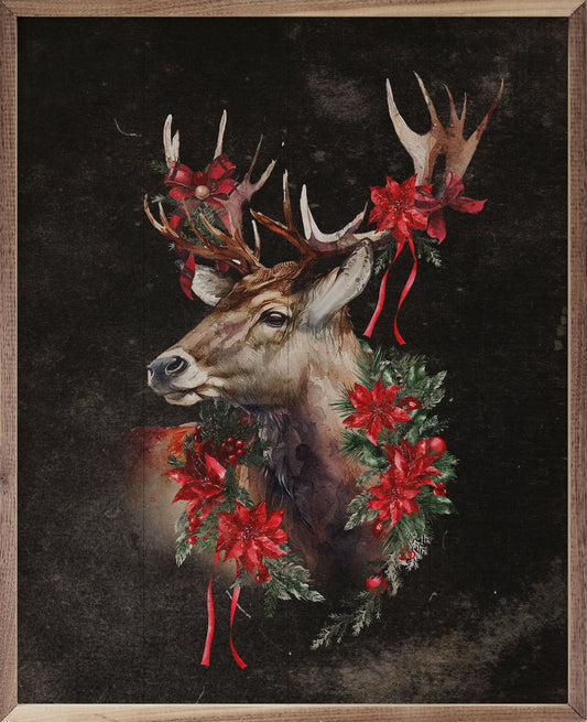 Reindeer Poinsettia Wreath