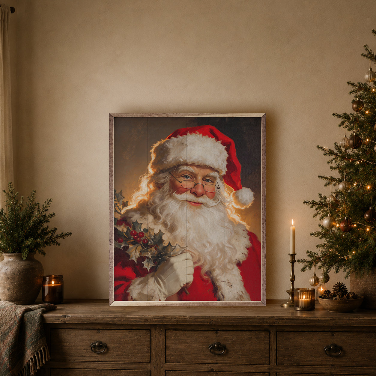 Santa Claus Holding Mistletoe
