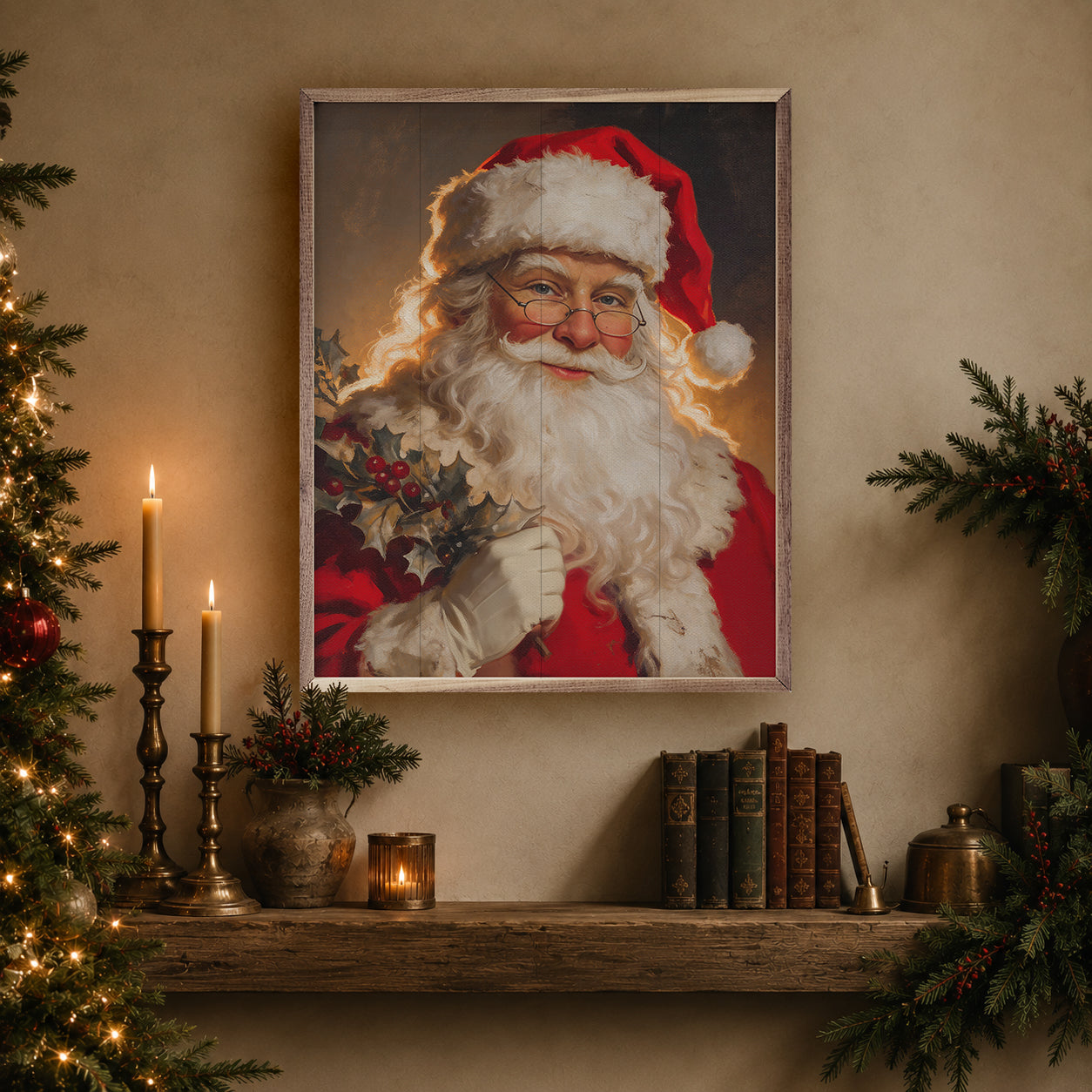 Santa Claus Holding Mistletoe