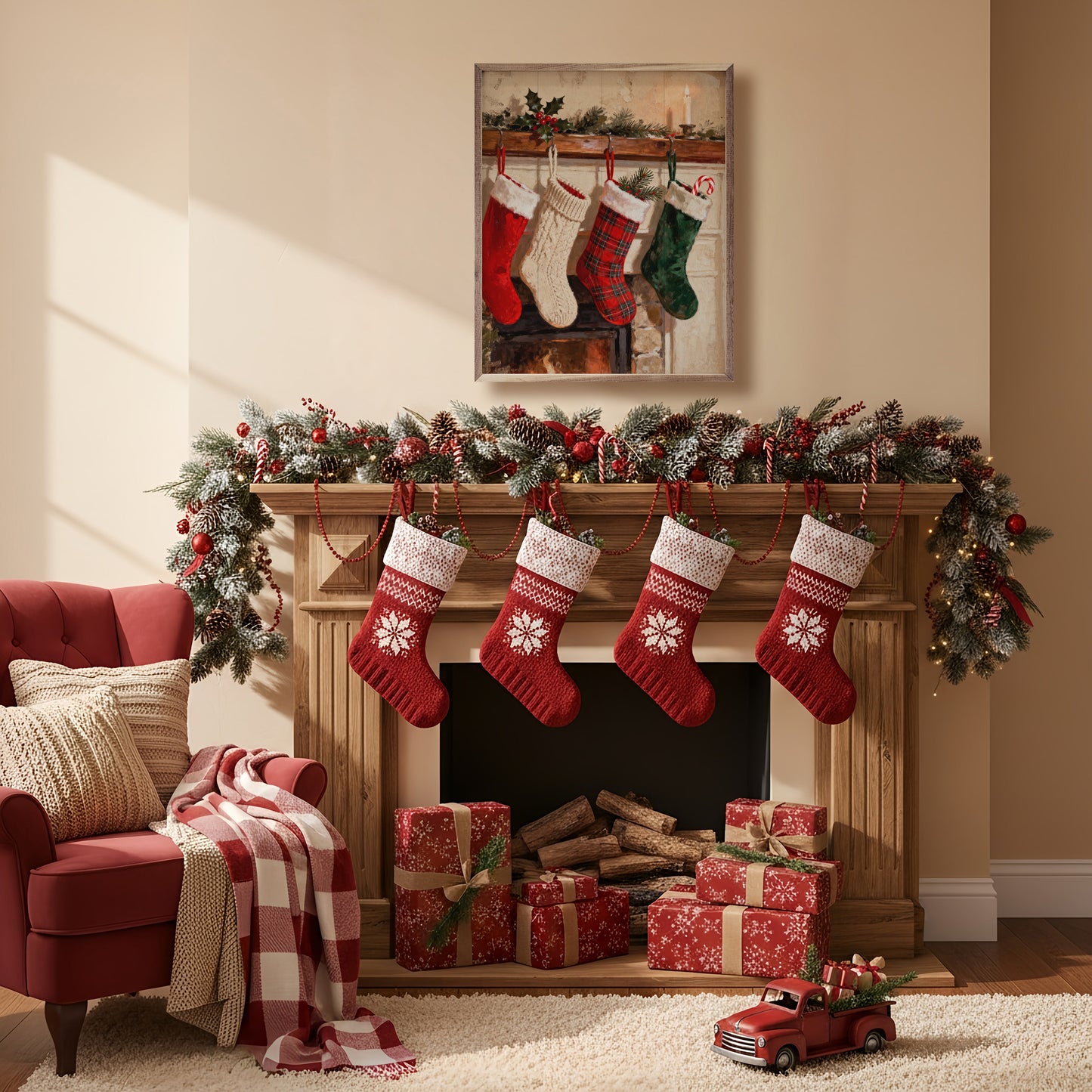 Stockings Hung On Fireplace
