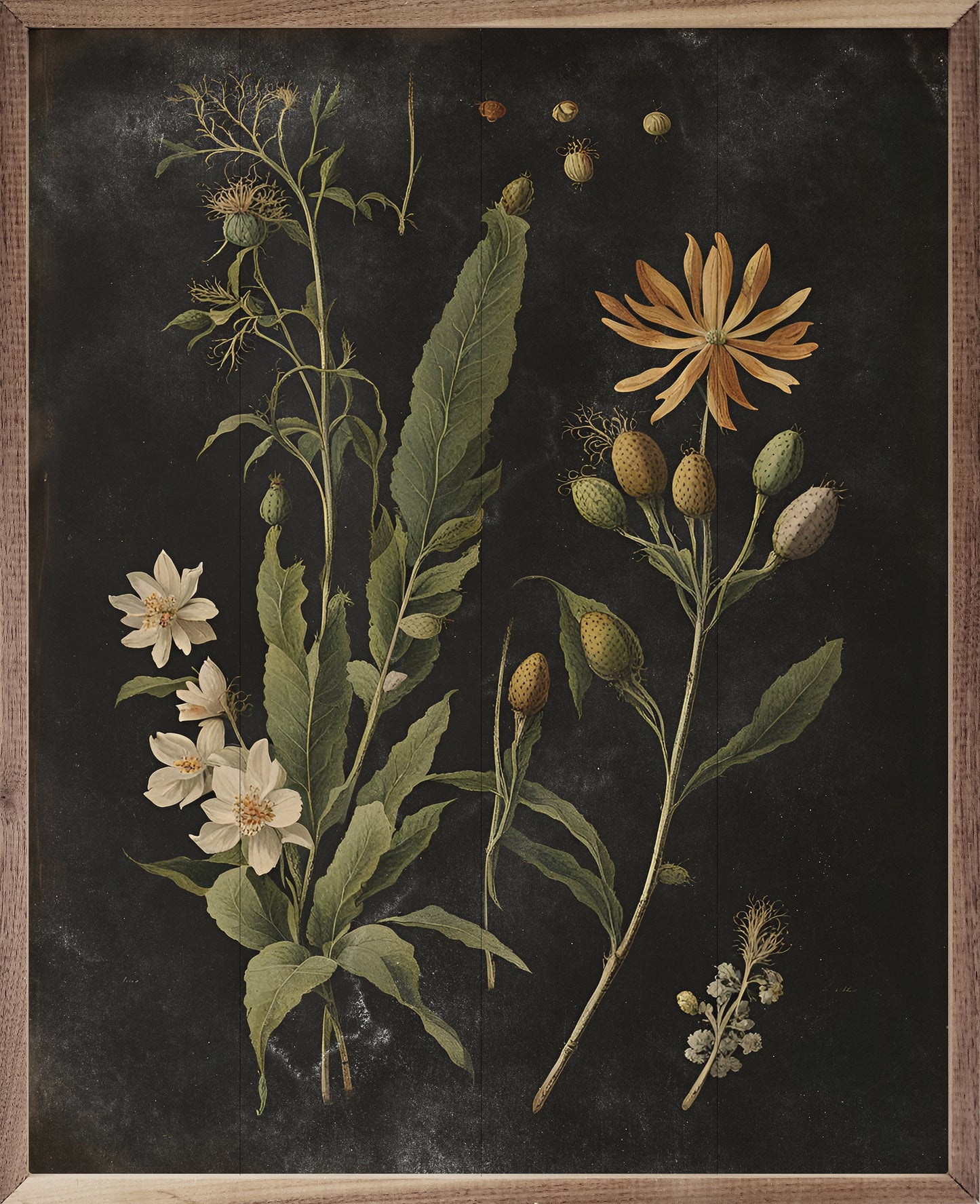 Vintage Cream Floral Print Black