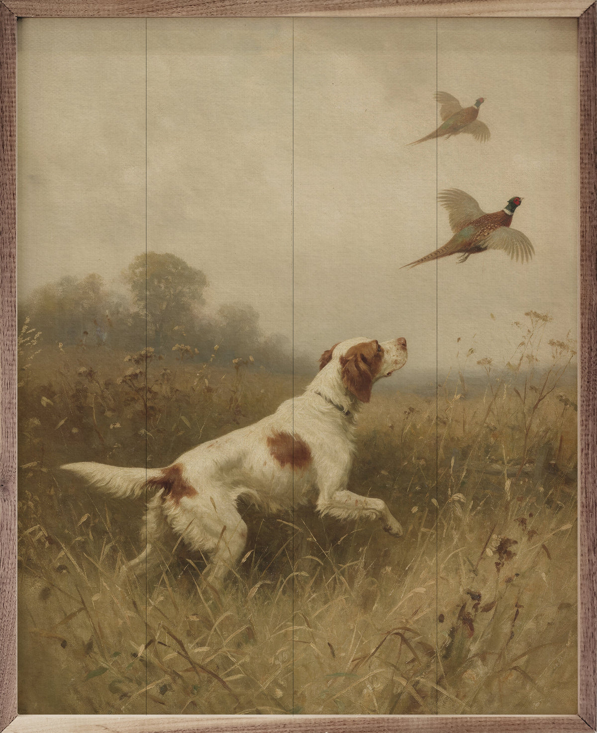 Vintage Hunting Dog Flushing Pheasants