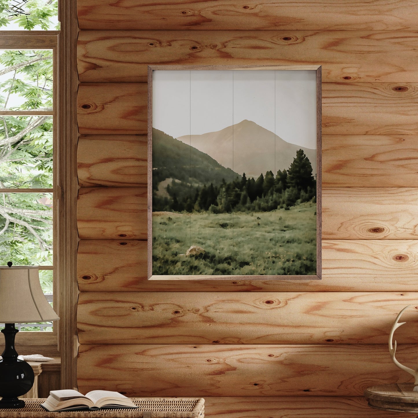 Watercolor Mountain Pine Forest